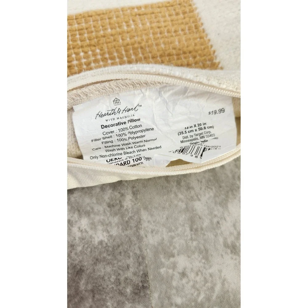 Hearth & Hand Lumbar Pillow Cover 14x20 Cream Woven Stripe Farmhouse Boho